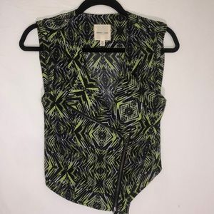 Black, neon green& white zip up vest